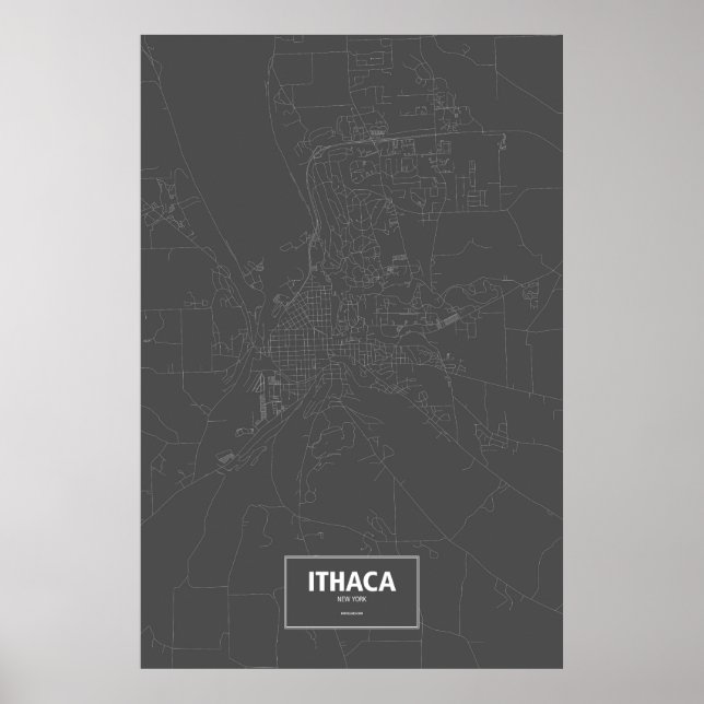 Ithaca, New York (vitt på svart) Poster (Framsidan)