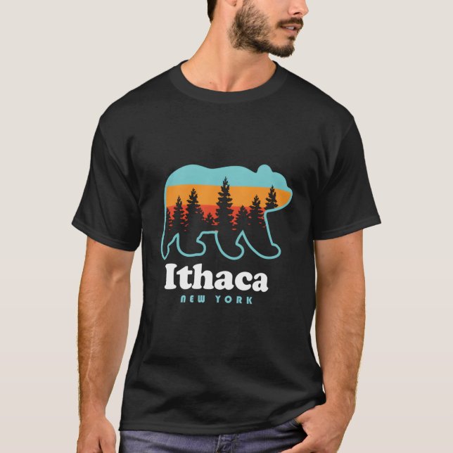 Ithaca ny Bear Ithaca New York T Shirt (Framsida)