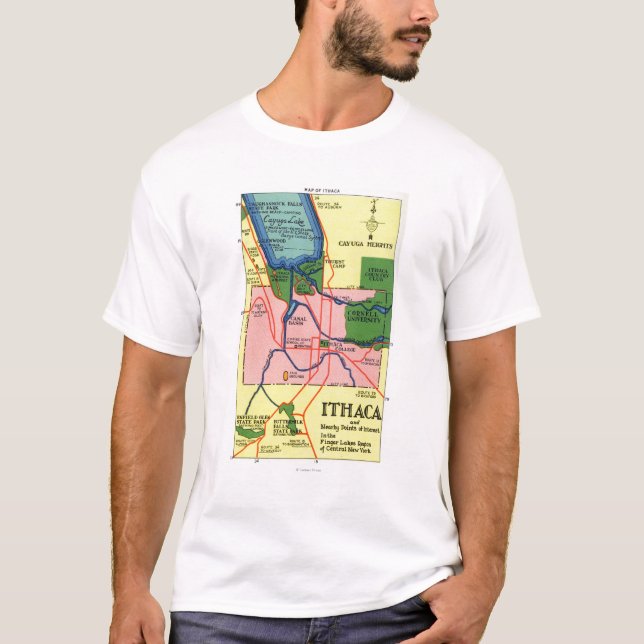 Ithaca och närliggande pekar av intresserar t-shirt (Framsida)