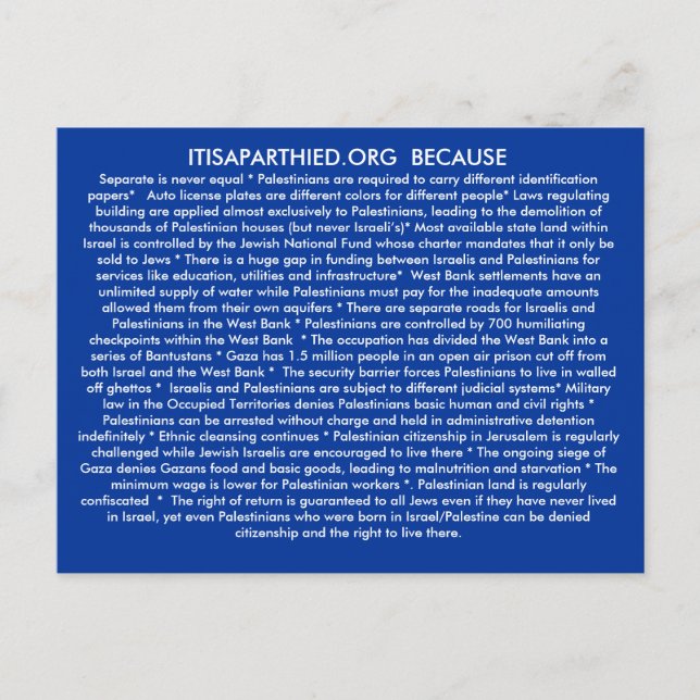 ITISAPARTHEID.ORG VYKORT (Framsida)