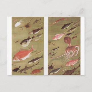 Ito Jakuchu, Octopus och Fisk Vykort