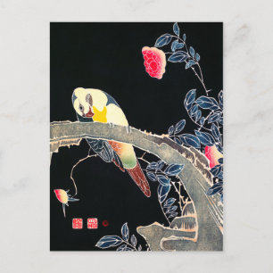 Ito Jakuchu Parrot Gren i en Blommar Vykort