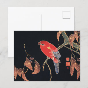 Ito Jakuchu Red Parrot på japansk konst Gren Vykort