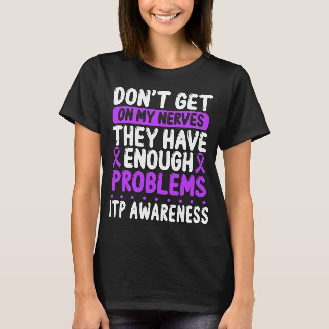 ITP Ribbon Lila ITP Survivor ITP Awareness Day T Shirt (Framsida)