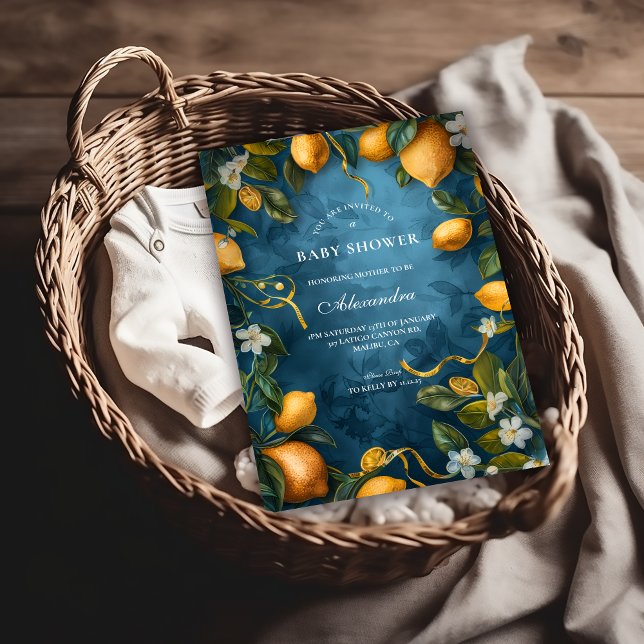 itrus Blossom Blue Baby Shower Inbjudningar (Skapare uppladdad)
