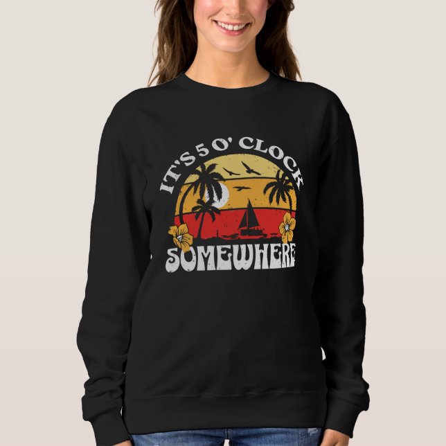 It's 5 Ou2019clock Somewhere Summer Retro Beach Su T Shirt (Framsida)