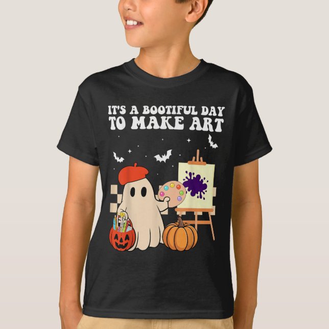 It's A Bootiful Day To Make Art Groovy Art Teacher T Shirt (Framsida)