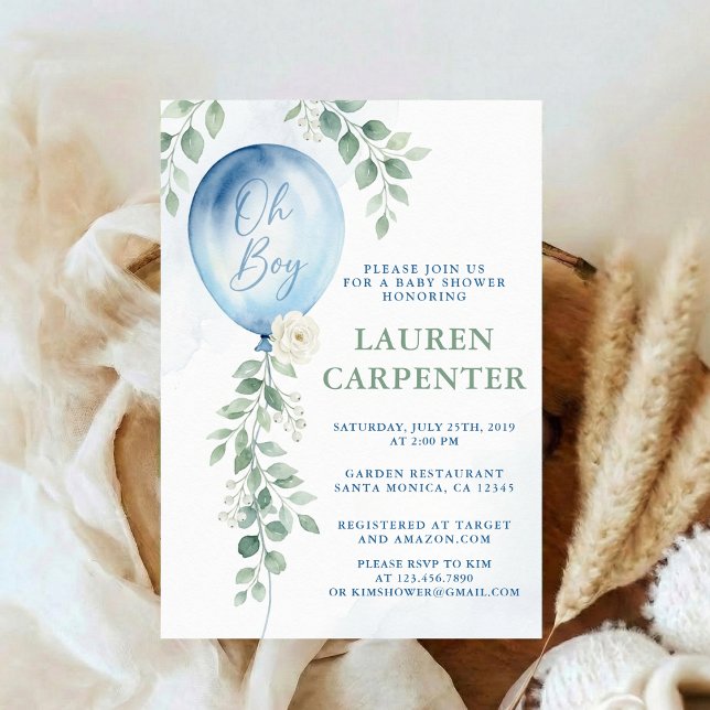 Its a Boy Celebration Navy Blue Balloon Baby Showe Inbjudningar (Skapare uppladdad)