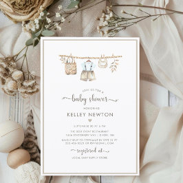 Its a Boy Clothes Minimalist Boho Baby Shower Inbjudningar