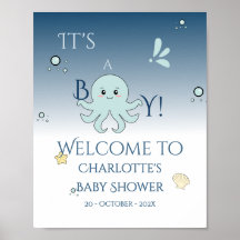 It's A Boy! Cute Ocean Animals Baby Shower Welcome
