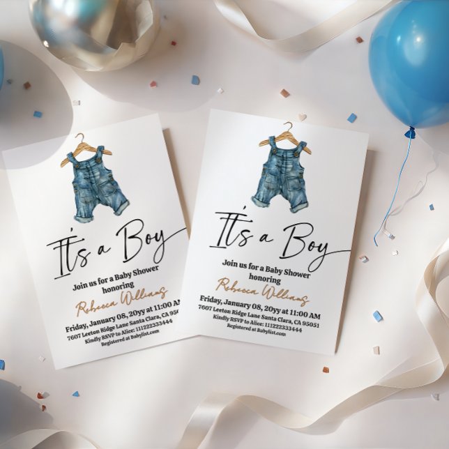 It's a Boy Denim Clothes Blue Jean Baby Shower Inbjudningar (Skapare uppladdad)