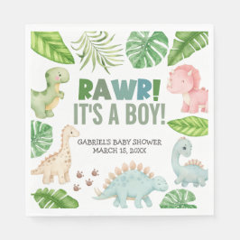 It's a Boy Dinosaur Baby Shower Pappersservett