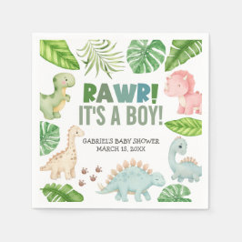 It's a Boy Dinosaur Baby Shower Pappersservett