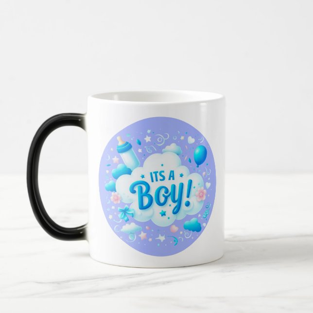 "It's a Boy!" Magic Heat-Reveal Mug – PC design Magisk Mugg (Vänster)