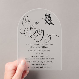 It's A Boy Modern Minimal Butterfly Baby Shower