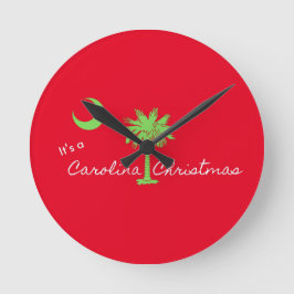 It's A Carolina Christmas South Carolina Holiday Rund Klocka