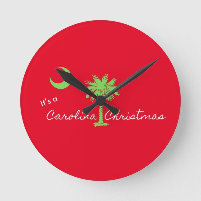 It's A Carolina Christmas South Carolina Holiday  Rund Klocka (Framsida)