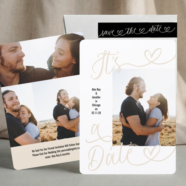 It's A Date | 4 Photo | Calligraphy Wedding Spara Datumet (Skapare uppladdad)