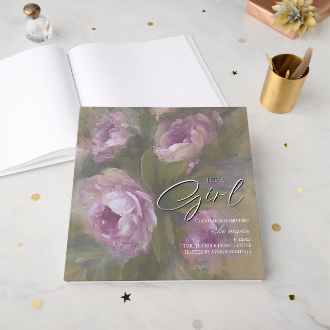 It's A Girl 12 x 12" Gästböcker (Framsidan öppen)