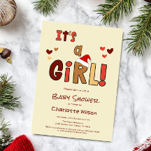 It's a Girl! Christmas Santa Hat Baby Shower