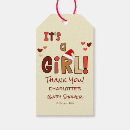 It's a Girl! Christmas Santa Hat Baby Shower Presentetikett