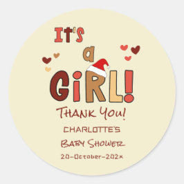 It's a Girl! Christmas Santa Hat Baby Shower Runt Klistermärke