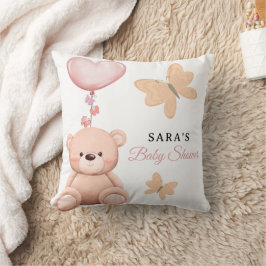 It's a Girl Cute Teddy Bear Baby Shower Cartoon  Kudde
