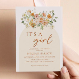 It's A Girl Floral Baby Shower Invitation Inbjudningar