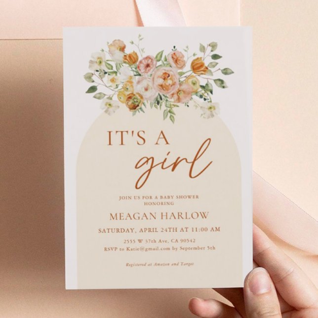 It's A Girl Floral Baby Shower Invitation Inbjudningar (Skapare uppladdad)