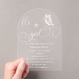 It's A Girl Modern Minimal Butterfly Baby Shower