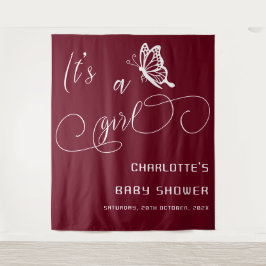 It's A Girl Modern Minimal Butterfly Baby Shower