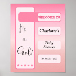 It's A Girl! Pink Gradient Cute Baby Shower Poster