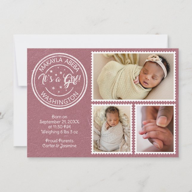 It's a Girl! Postage Stamps Meddelande (Framsida)