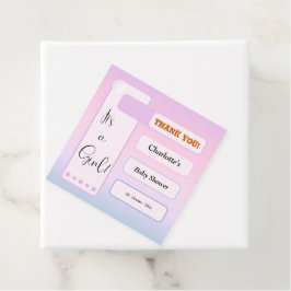 It's A Girl! Purple Gradient Cute Baby Shower Gåvor Etiketter