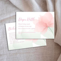 It's a Girl Soft Blush Pink Flowers Diaper Raffle