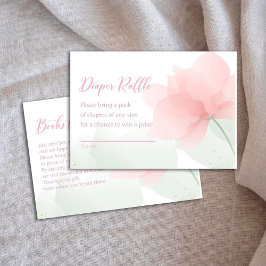 It's a Girl Soft Blush Pink Flowers Diaper Raffle Tilläggskort