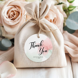 It's a Girl Soft Blush Pink Flowers Thank You Gåvor Etiketter