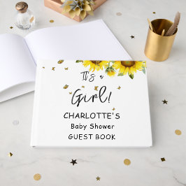 It's a Girl! Watercolor Sunflowers and Butterflies Gästböcker