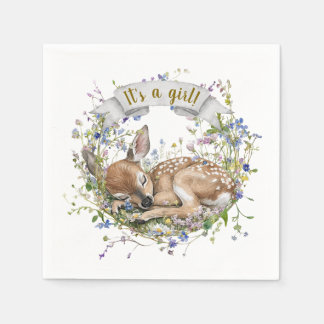 It's a girl Woodland Baby Shower Pappersservett