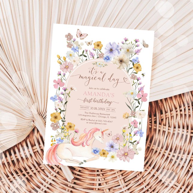 It's A Magical Day Wildflower Birthday Invitation Inbjudningar (Skapare uppladdad)