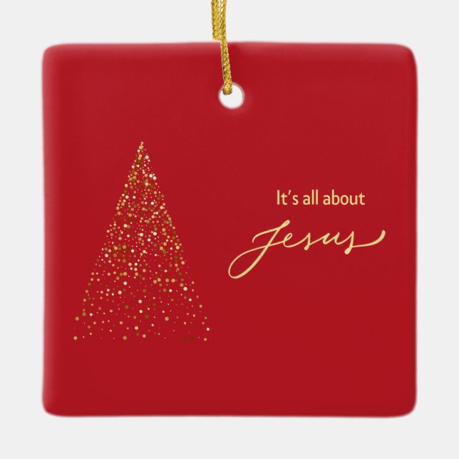  It's All About Jesus Square Julgransprydnad Keramik (Framsida)