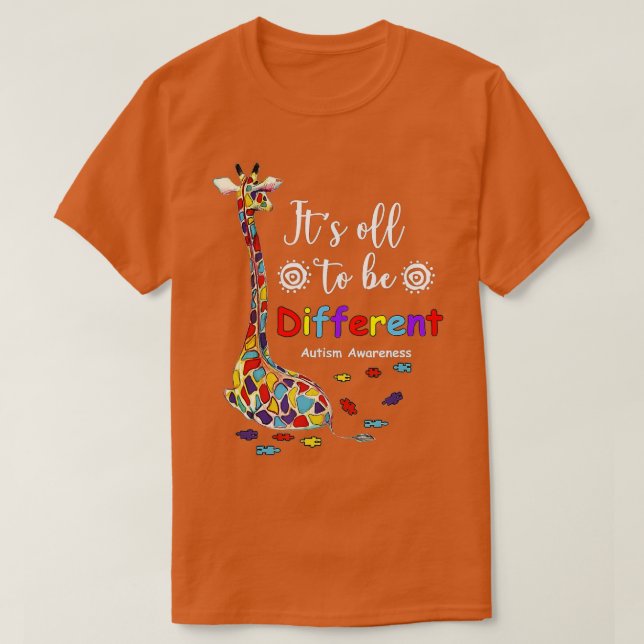 Its All To Be Different Autism Awareness, giraffe  T Shirt (Design framsida)