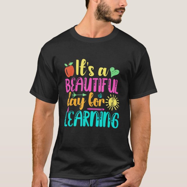 It's Beautiful Day For Learning Retro Teacher Stud T Shirt (Framsida)