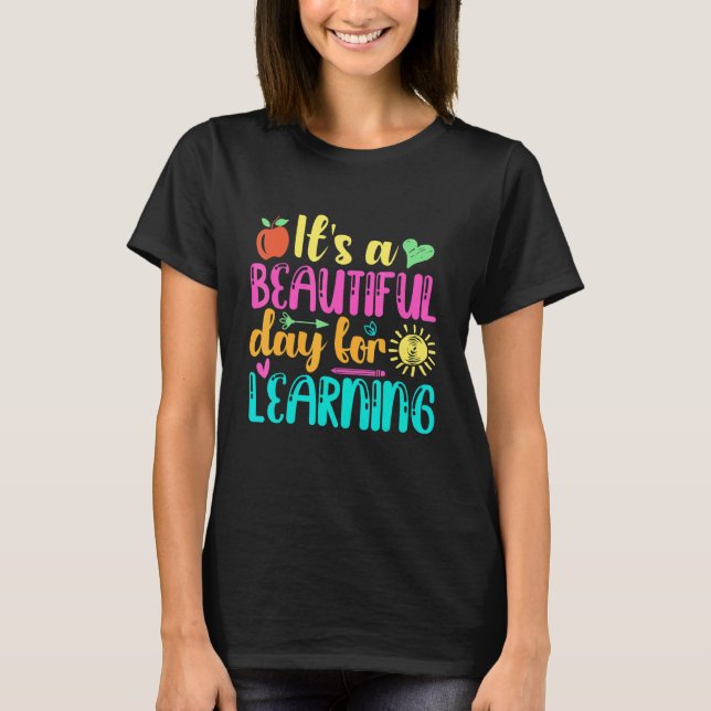 It's Beautiful Day For Learning Retro Teacher Stud T Shirt (Framsida)