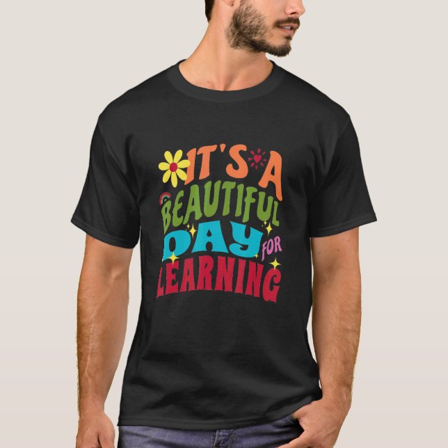 It's Beautiful Day For Learning Retro Teacher Stud T Shirt (Framsida)