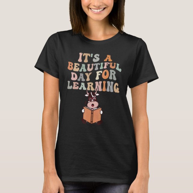 It's Beautiful Day For Learning Retro Teacher T Shirt (Framsida)