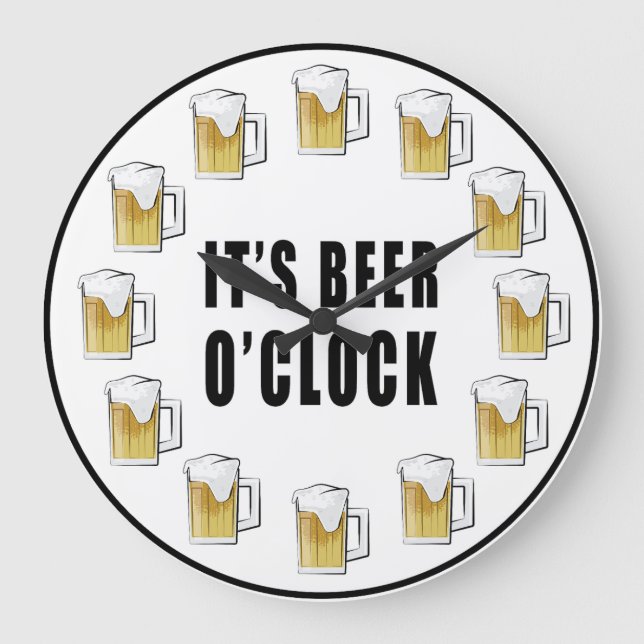 It's Beer O'clock - Funny Clock Design Stor Klocka (Framsida)