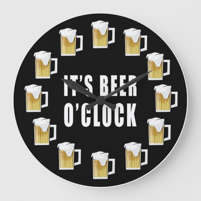 It's Beer O'clock - Funny Clock Design Stor Klocka (Framsida)