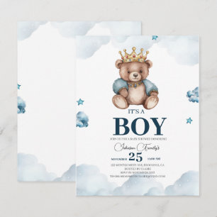IT'S BOY Bear Baby Shower Anteckningskort