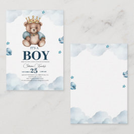 IT'S BOY Bear Baby Shower Anteckningskort